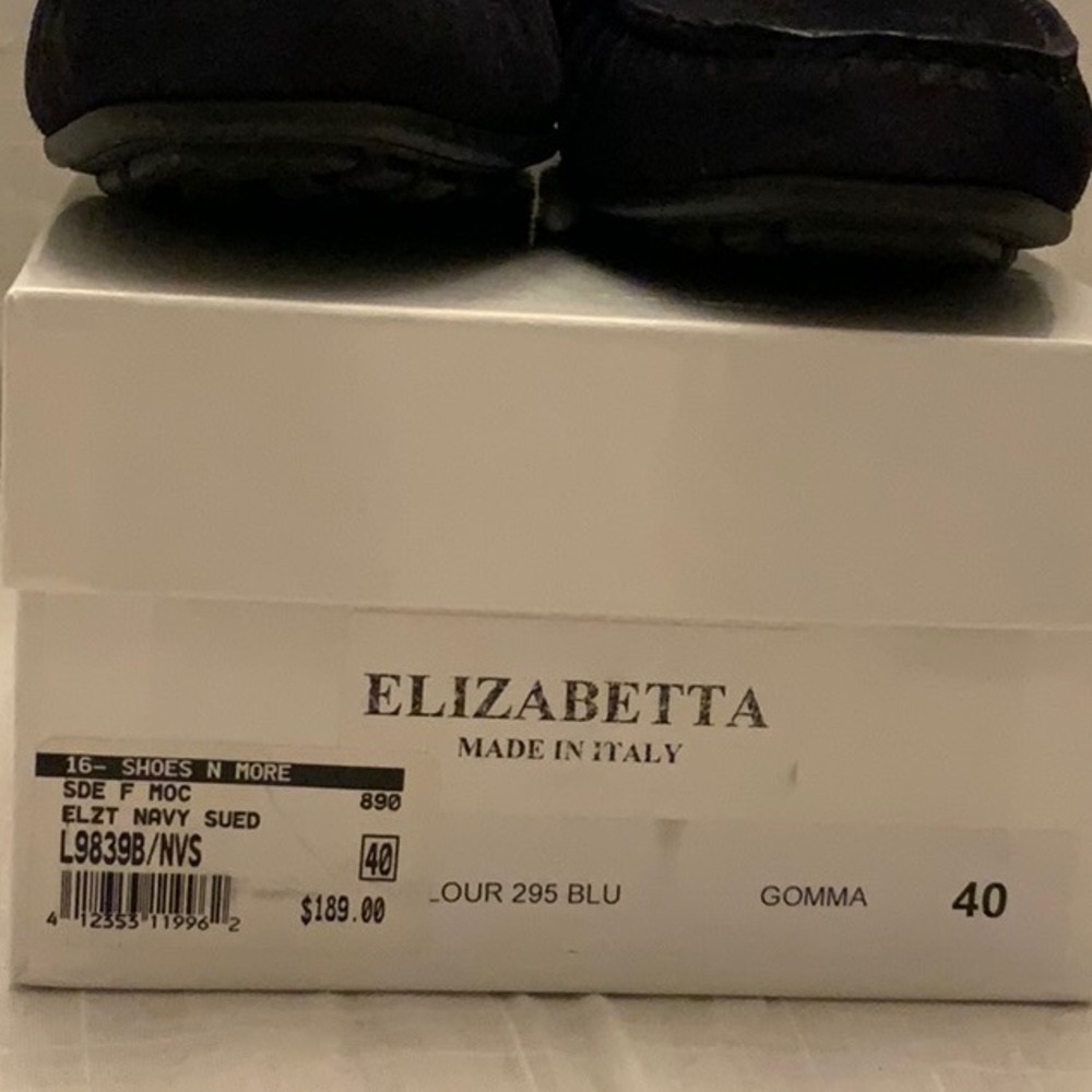 New Elizabetta Navy Blue Suede Loafer Size 40